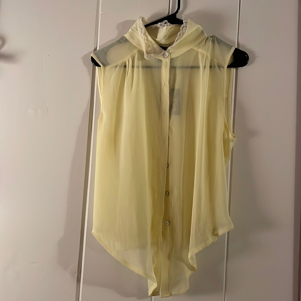 Cute sheer button up tank